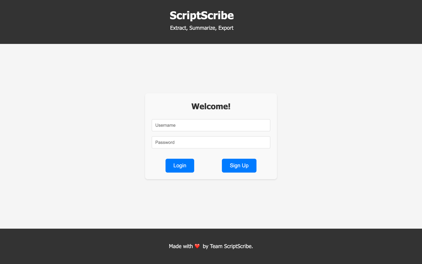 Login page