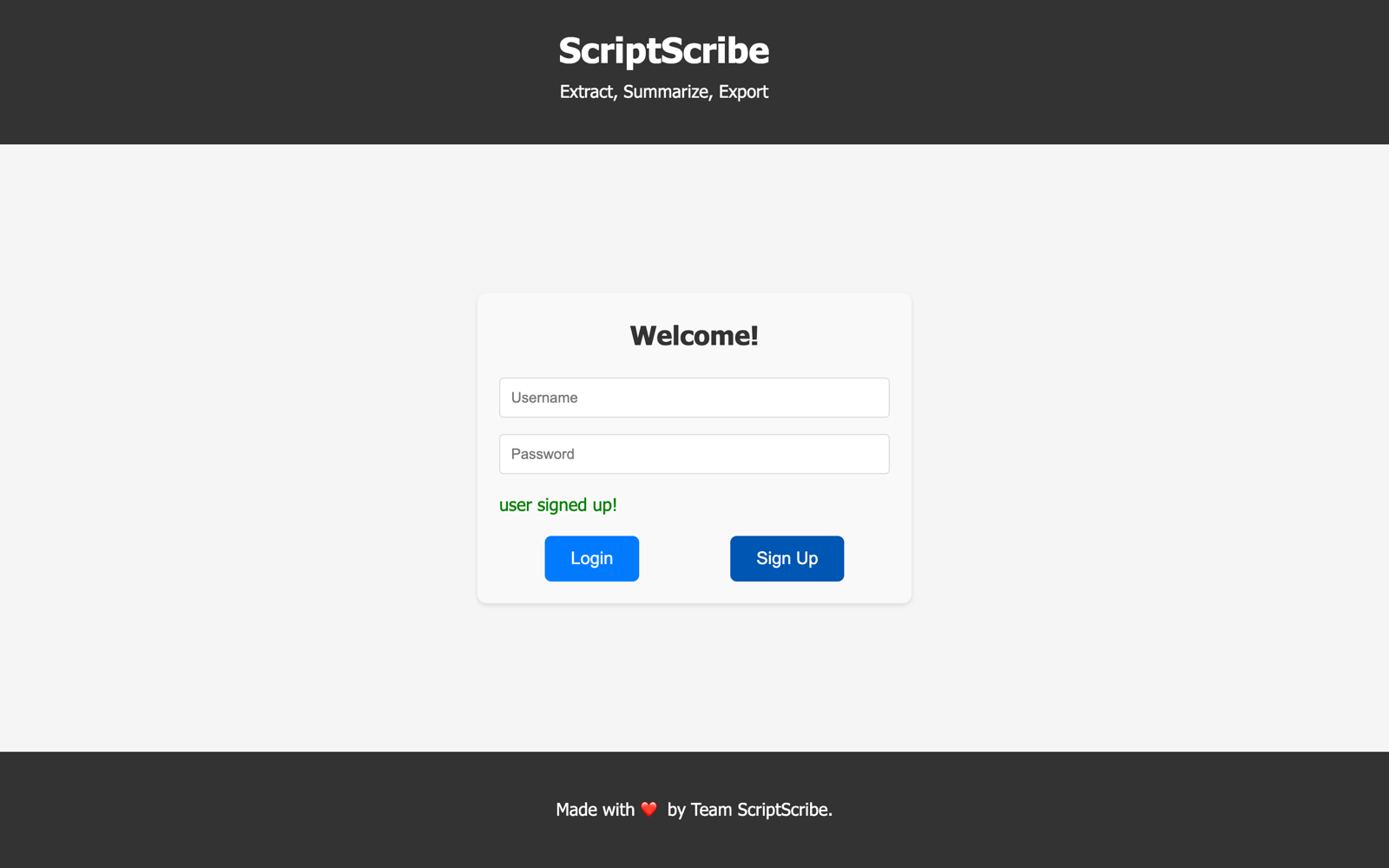 Signup confirmation
